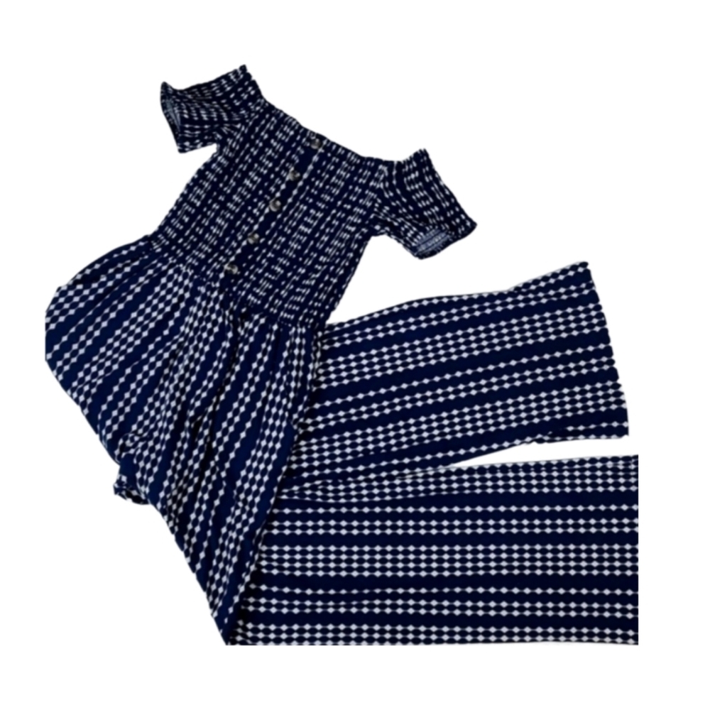 Navy Blue Jumpsuit Pants Short Sleeve Outfit Women's Super Soft Size S